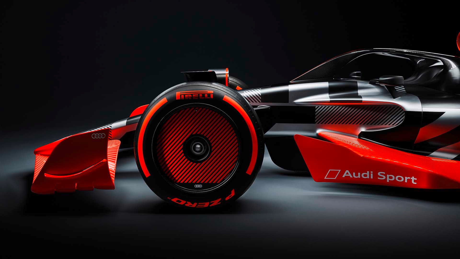 A picture showing the Formula 1 showcar with the Audi launch livery.